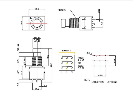 Công tắc chân đàn guitar 17mm 12mm 2A 250VAC Guitar Pcb Rotary